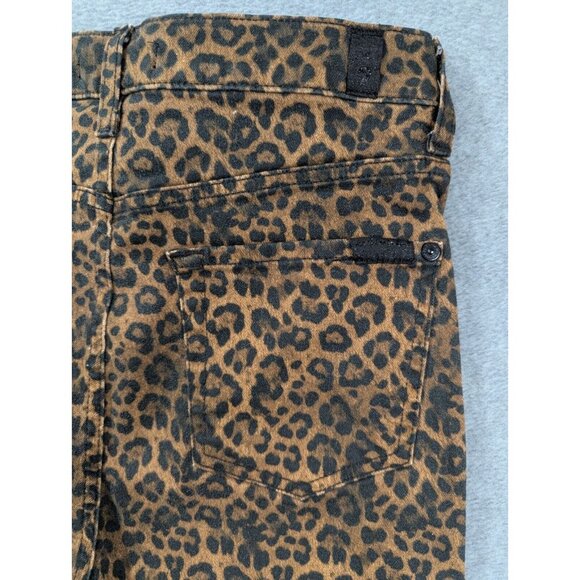7 For All Mankind Jeans Womens Size 29 Black and Orange Leapard Print Boot Cut - Picture 9 of 15